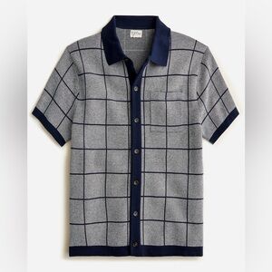 J crew Cotton jacquard short-sleeve cardigan sweater-polo